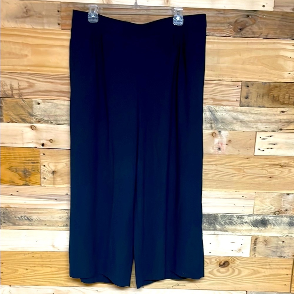 J. Crew 365 size 14 Navy Blue Elastic Back Wide Leg High Waist Lightweight Pants